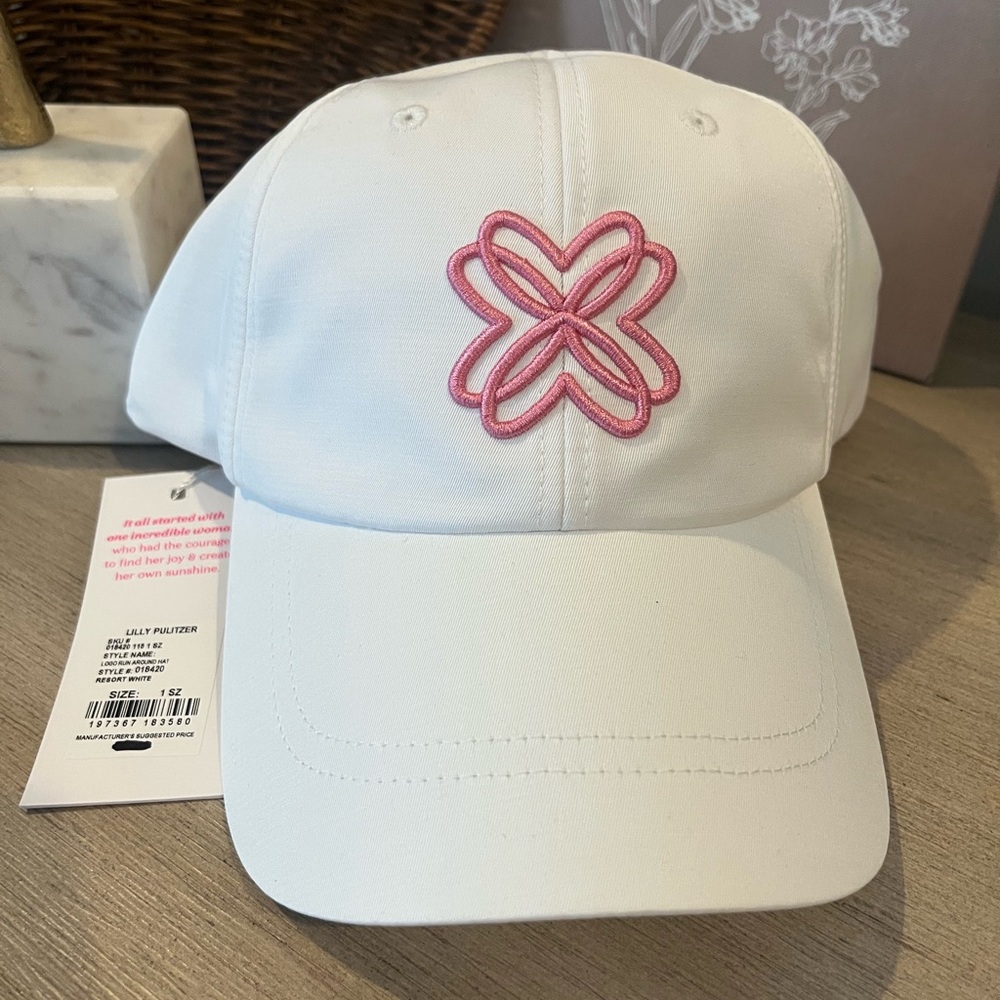 NWT Women’s Lilly Pulitzer Run Around Baseball Hat Cap White With Pink Logo